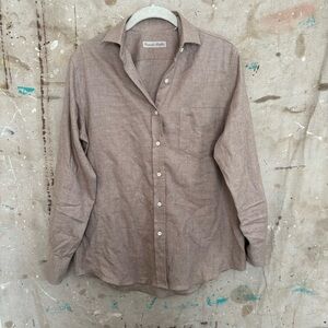 Emanuele Maffeis Herringbone Cotton Button Down Top
